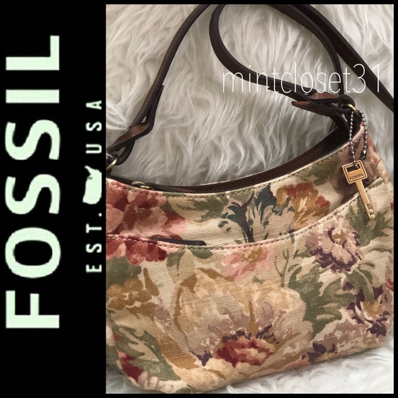 Fossil Canvas Leather Trim Crossbody Bag - Picture 7 of 9